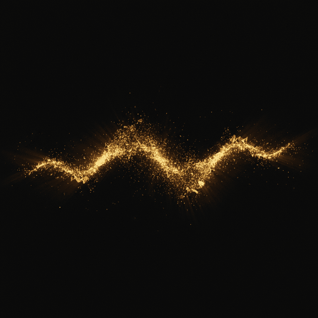 Partículas de luz dorada formando arte generativo